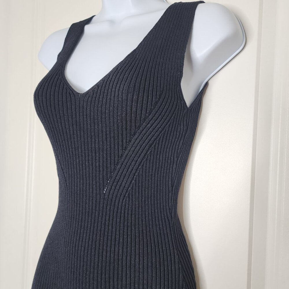 Michael Kors twilight blue ribbed sleeveless v neck Bodycon midi dress size XS - Picture 8 of 11